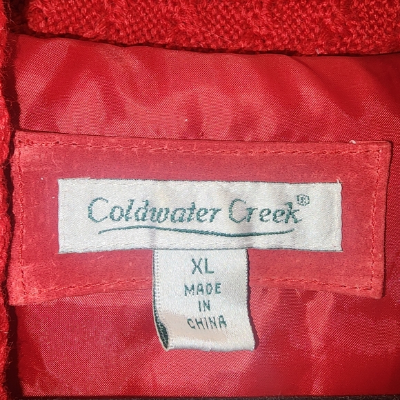 Coldwater Creek Red Leather Jacket with Braided Detail - Picture 2 of 8